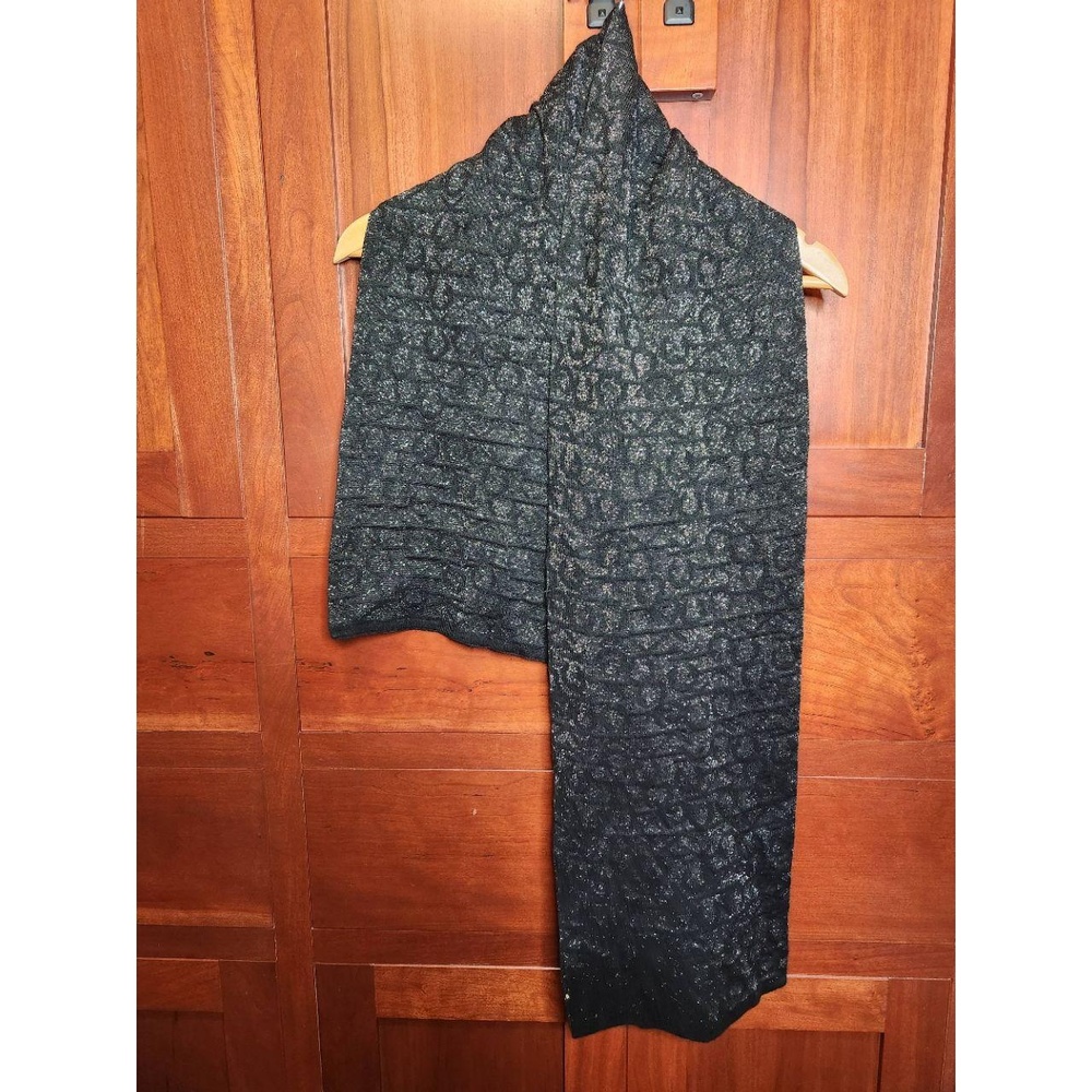 Calvin Klein Scarf Charcoal With White Flecks CK Insignia Throughout Wide